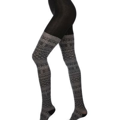 Fair Isle Frost Cotton Blend Sweater Tights