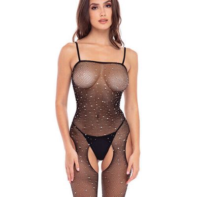 RENE ROFE SPARKLE CROTCHLESS SUSPENDER BODYSTOCKING One Size