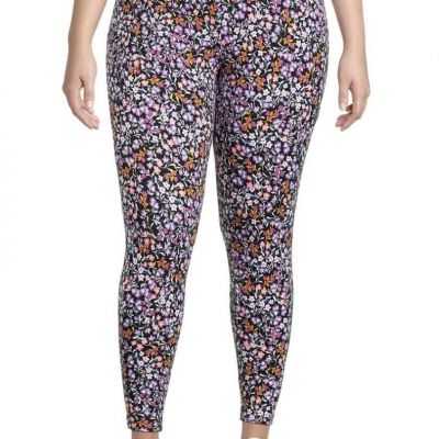 TERRA & SKY Floral High Rise Leggings Size 0X 14W Womens Cotton Spandex NWOT