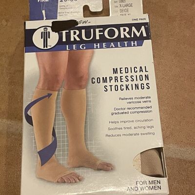 Truform Stockings XL Beige Knee High Open Toe: 20-30 mmHg (0865-XL) NEW