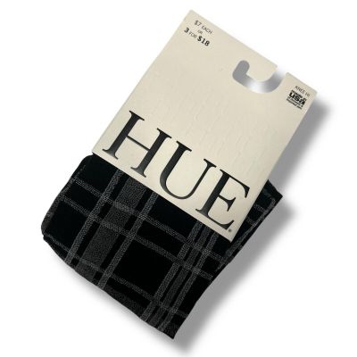 Hue Black Gray Plaid Knee High Socks One Size 1 Pair Pack