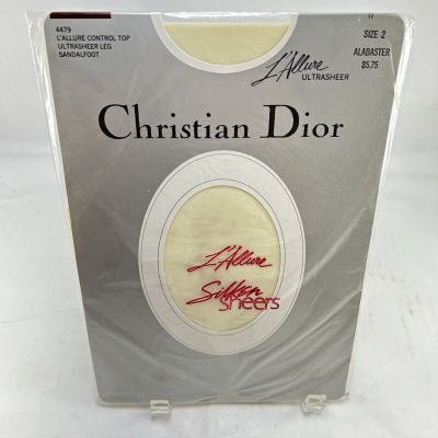 Vtg Christian Dior Pantyhose Sz 2 L’allure Control Top Ultra Sheer Alabaster