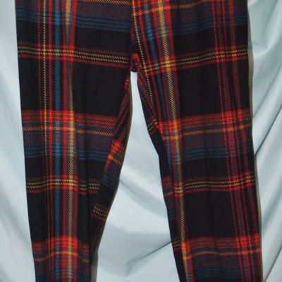 Terra & Sky Multicolor Plaid Mid Rise Skinny Ankle Leggings Size 0X 14W