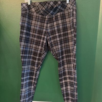 Torrid Size 1 Full Length Plaid Leggings With Pockets Blue Black White