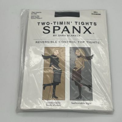 Spanx Two-Timin' Tights Reversible Control Top Size A Black/Brown NEW