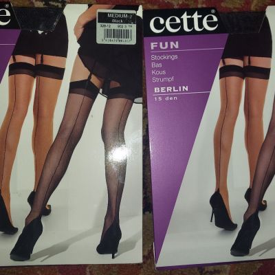 Two Pair of Cette European Black Stockings Sz Med a