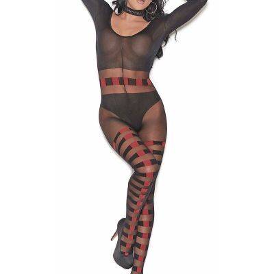 Womens Bodystocking Sheer Long Sleeve Body Stocking One Size OS