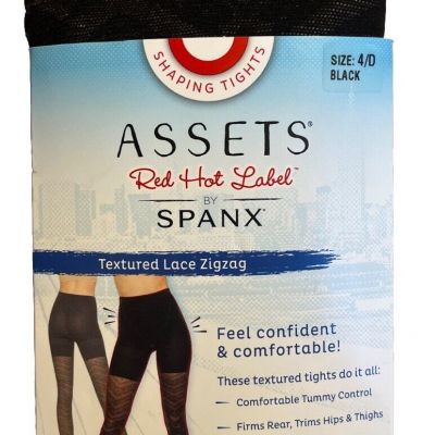 Assets Red Hot Label by Spanx Shaping Tights Black Size 3/C Textured Lace Zigzag