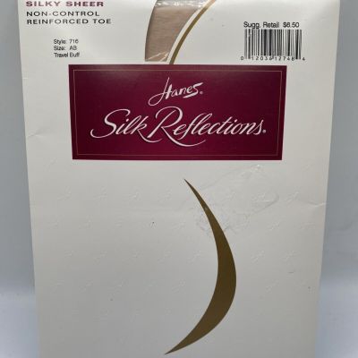 2002 Hanes Silk Reflections Silky Sheer Pantyhose Reinf Toe 716 AB Travel Buff