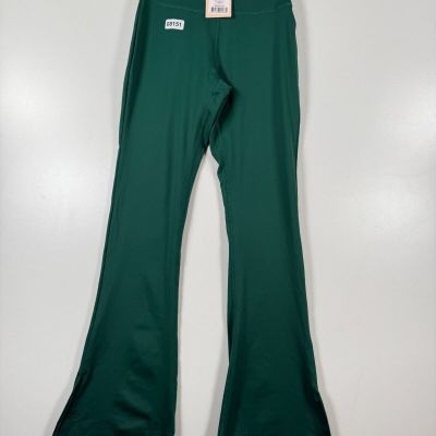 BNWT Wilo The Label Womens Rib Flare Leg Stretch Leggings Pull On Green Sz Small