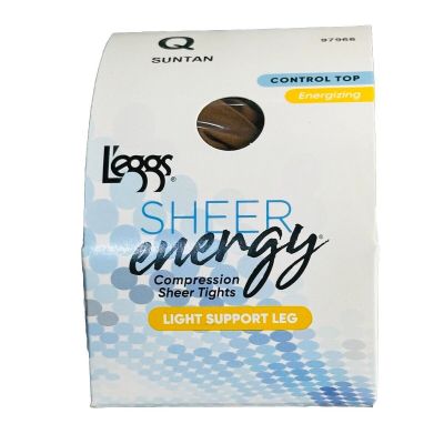 Leggs Sheer Energy Control Top Compression Sheer Tights Suntan Size Q(Large).