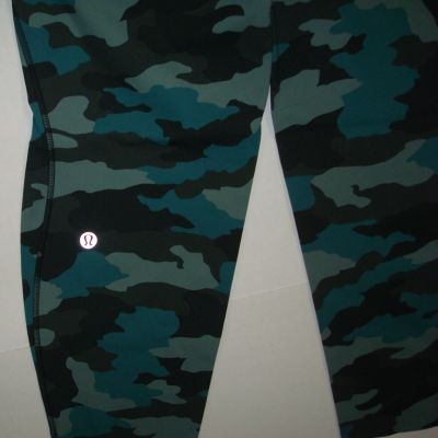 New NWT Lululemon Base Pace Leggings 14 HR 25 Womens Camo Tidewater Teal Black