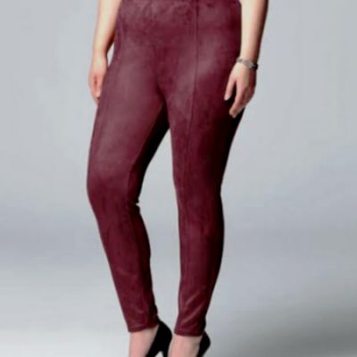 Simply Vera Vera Wang Size 1X Faux Suede Leggings Port Royale Wine