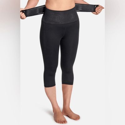 NWT Tommie Copper Plus Size Black Adjustable Back Support Capri Leggings -  3XL