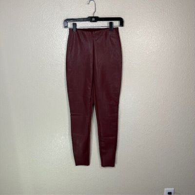 Wolford Faux Leather Leggings Pants Womens 4 Panel Pull On Red