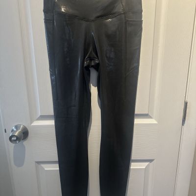 Pink Active By Victoria's Secret Faux Leather Shiny Wet Look Leggings! Size M