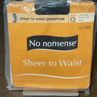 Vintage NOS No Nonsense Off Black Sheer To Waist Pantyhose Sheer Toe Size Q USA