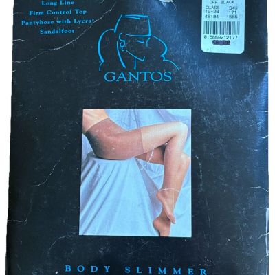 Gantos Body Slimmer Control Top Pantyhose Sandal Foot Off Black Medium Rare NEW