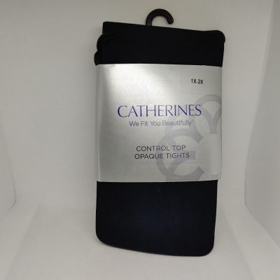 New Catherines Plus Size Opaque Control Top Tights 1x/2x Blue