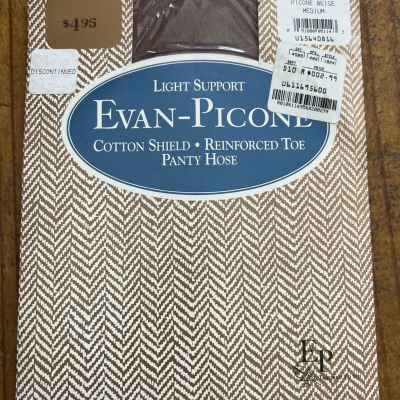 EVAN PICONE Vintage Light Support Pantyhose, Size Medium, Beige NOS