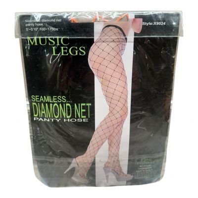 MUSIC LEGS Neon Orange Fishnet Pantyhose NEW lycra one size: 5'-5'10