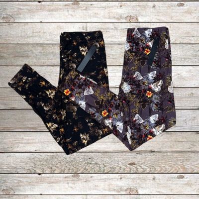 Women’s Leggings Plus Size 1X-2X Butterfly Floral Print NWT Stretch Buttery Soft