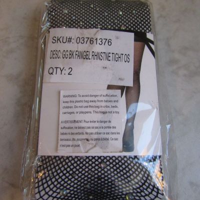 NIB Spencer Rhinestone Pantyhose Mesh Stocking Tights Socks Fishnet Hosiery 2 Pr