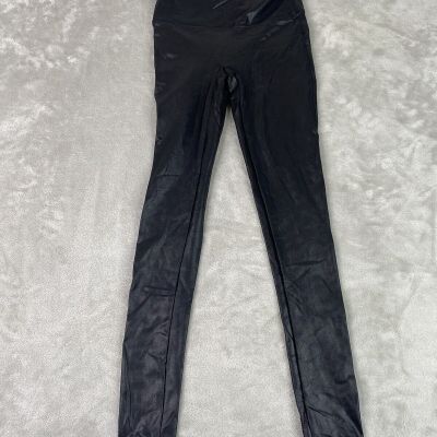 SPANX Leggings Faux Leather Shiny Black Women's Small High Rise Stretch