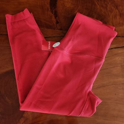 Spanx Booty Boost Active Contour Ribbed 7/8 Leggings High Rise Red SZ L