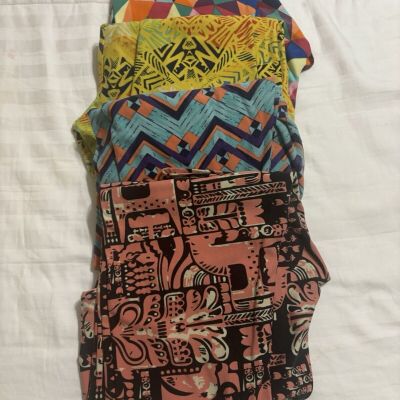 LuLaRoe One Size Tall And Curvy Leggings Lot of 4 Fits from 12 to 22