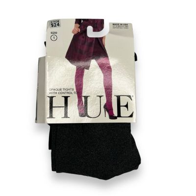 HUE Graphite Heather Opaque Tights w/Control Top Womens Size 1 New 1 Pair