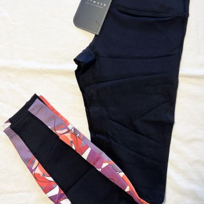 Fitwear  joggers  Black Leggings Size Medium Pink Purple Orange Geometric Design