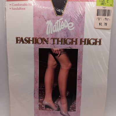 Brand New! Vintage Matisse Fashion Thigh High Stockings Size C GREY 100perc Nylon