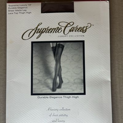 Supreme Caress Pantyhose Sheer Matte Thigh High Black Luxury 10 Size Short (S-M)