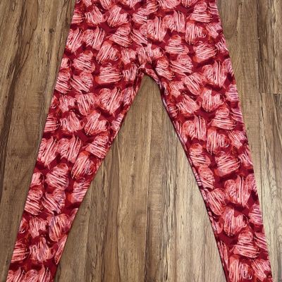 LuLaRoe TC  Tall & Curvy Leggings Red Pink Hearts Love Valentine’s Day