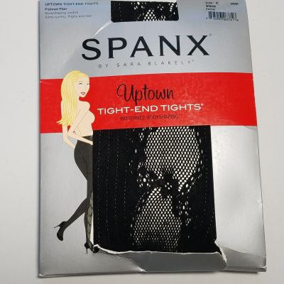 Spanx Uptown Tight-End Tights Size C Black Fishnet Flair Bodyshaping NWT