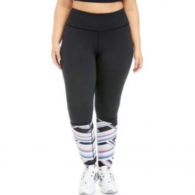 ZELOS Ombre Stripe Plus Size Performance Leggings Size XXL