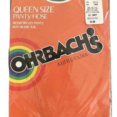 Vtg Ohrbach’s Queen Size Control Top Light Grey Pantyhose Size Queen