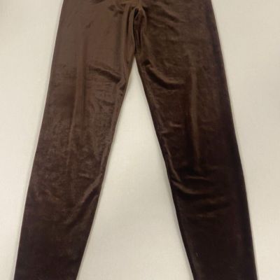 Henri Bendel VINTAGE Leggings Womens Y2K 90s Chocolate Brown Velour Skinny Small