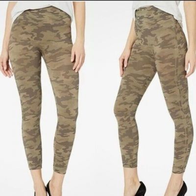 Spanx Look At Me Now Leggings Green Desert Camo Camouflage Crop Seamless L