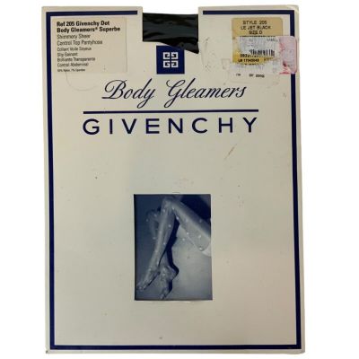 Vintage Givenchy Body Gleamers Pantyhose Size D XL Black Dot Control Top 1997