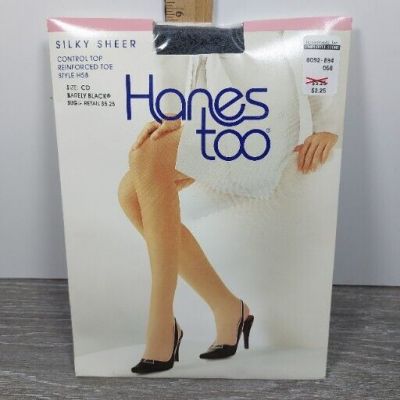 Hanes Too Silky Sheer Barely Black Pantyhose Size CD H58