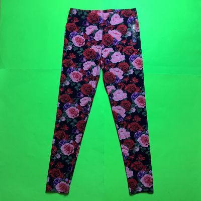 MIX Women’s Leggings Size Plus Black w/Flowers