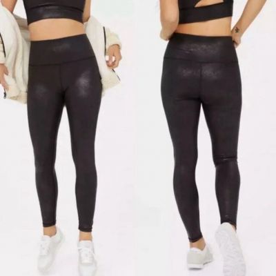 Aerie OFFLINE Leggings Shine Crackle High Waisted Legging Black Leather S