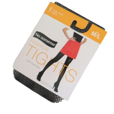 No Nonsense Fashion Tights Black Fishnet Open Work Tights Size M/L