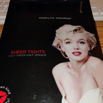 SEXY Marilyn Monroe Sheer Tights Size A  Black  Half Sheer Half Opaque