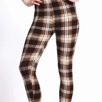 Fashion Plaid Print Leggings Casual High Waist Elastic Bottoms Slim Clothing New