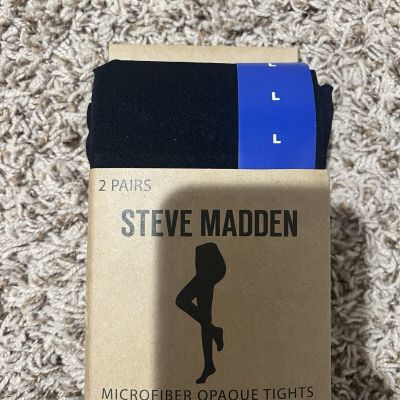 Steve Madden Women's Large Microfiber Opaque Tights 2 Pairs