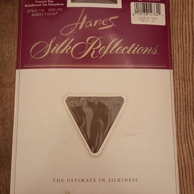 NOS Hanes Silk Reflections Silky Sheer Control Top Pantyhose CD 718 Barely There