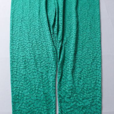 LOGO Layers By Lori Goldstein Womens Plus Stretch Lace Legging CA4 Green Size 2X